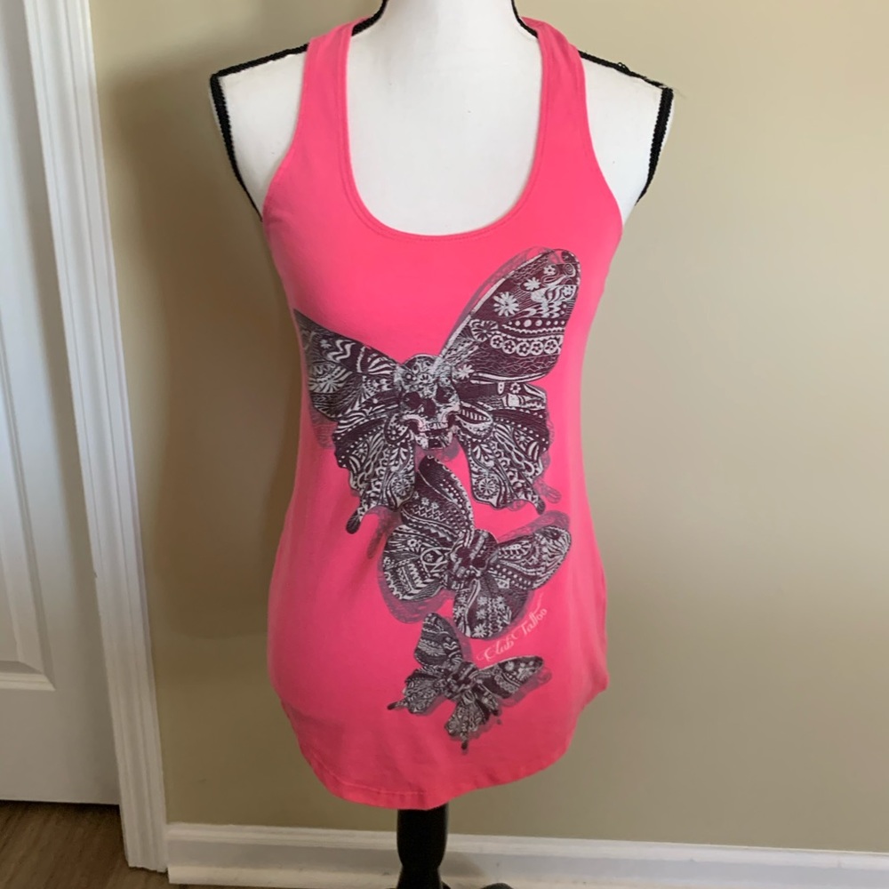 Hot pink CLUB TATTOO tank top, small.